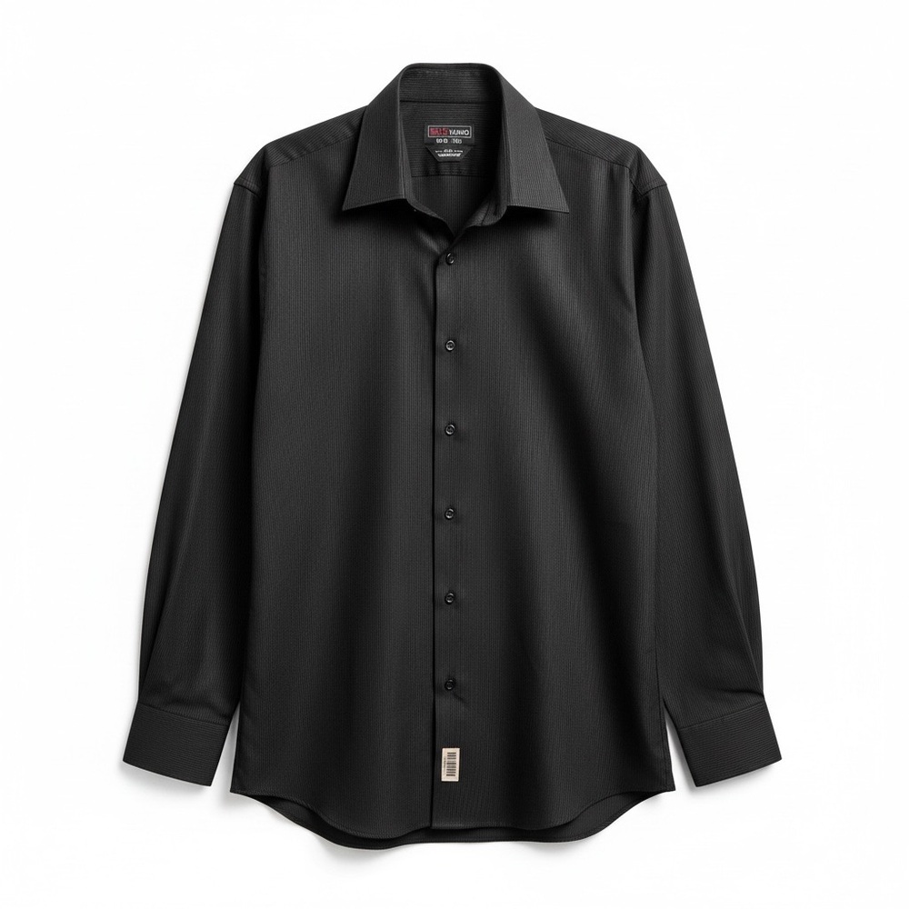 BELLO UOMO Men's Black Dress Shirt Luxe Microfiber Size M 15-15.5/ 32-33